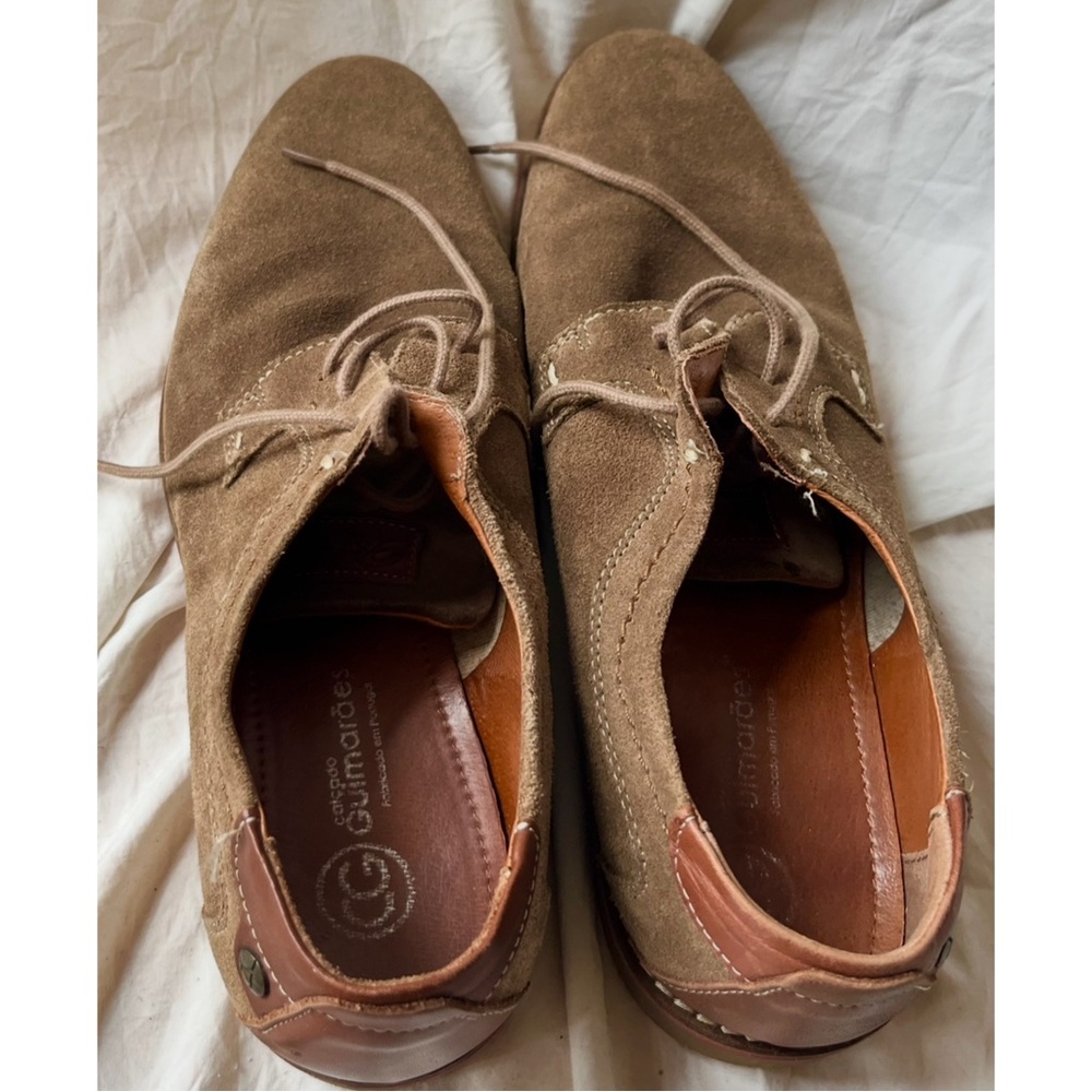 calçado guimarães tan suede lace-up men’s dress shoes